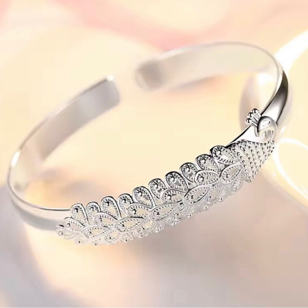 Sterling Silver Leaf Filigree Cuff Bracelet
